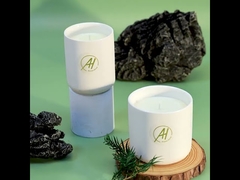 Candela profumata in barattolo di ceramica con coperchio in metallo bianco da 400 g, campione gratuito, 10 x 10 cm