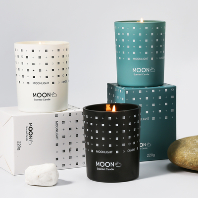 L'aromaterapia che non dà fumo della cera della soia di nozze della CASA dell'AROMA di madre del giorno di fragranza nordica di lusso su ordinazione della luna ha sentito la candela in vetro