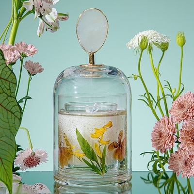 Candela immortale del profumo di Crystal Cup Healing Soy Wax del fiore di aromaterapia con la copertura