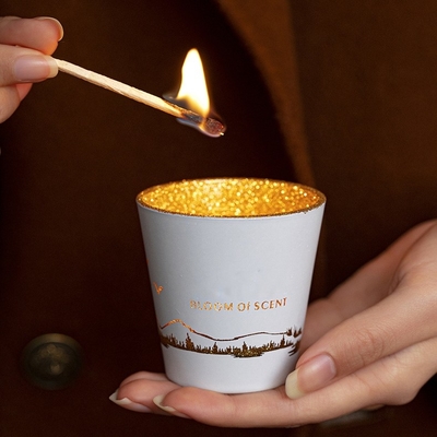 La cera vuota Tealight della soia del barattolo della tazza della siluetta di bianco verde fuori ha sentito le candele