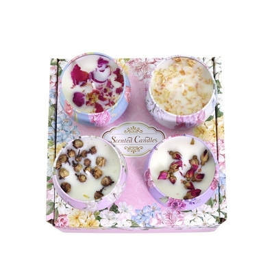 L'etichetta privata su misura ha sentito l'insieme asciutto del regalo di Crystal Soy Wax Tin Candle del fiore