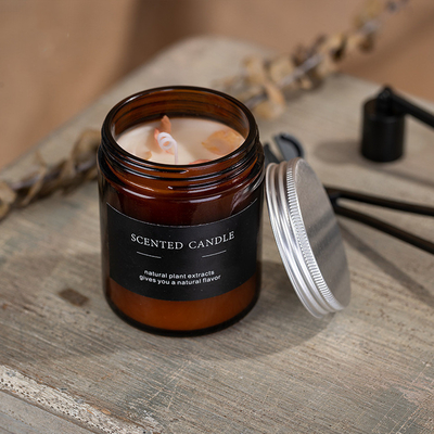 Colore 180g di Brown delle candele della soia del barattolo di Amber Glass Soy Wax Scented