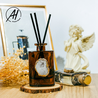 Amber Grey Glass Bottle Crystal Fragrance Reed Diffuser che non dà fumo 180ML per la casa
