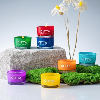 Candela profumata di vetro di decorazione variopinta di lusso 7pcs del contenitore di regalo della cera D Opamine della soia