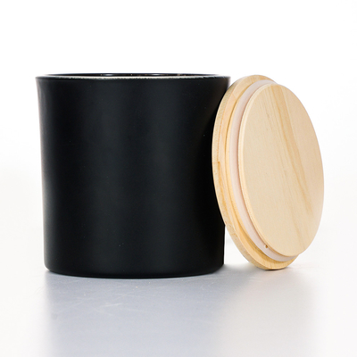 Candela profumata 420g 10*10cm del barattolo di vetro di legno nero del coperchio