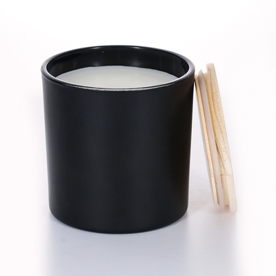 Candela profumata 420g 10*10cm del barattolo di vetro di legno nero del coperchio
