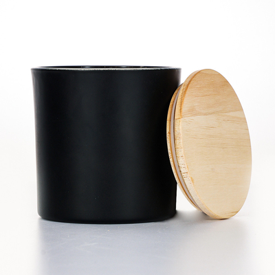 Candela profumata 420g 10*10cm del barattolo di vetro di legno nero del coperchio