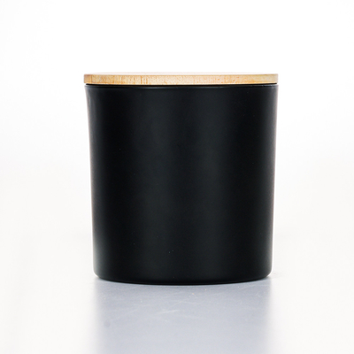 Candela profumata 420g 10*10cm del barattolo di vetro di legno nero del coperchio