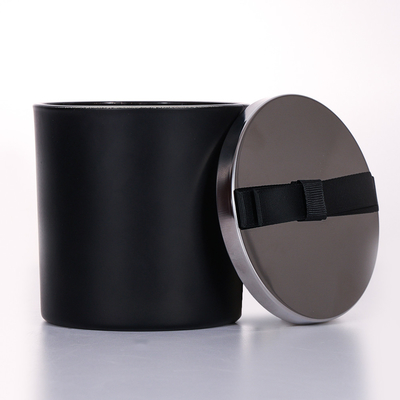 il barattolo di vetro del coperchio del metallo del nero del campione libero 400g ha sentito la candela 10*10cm