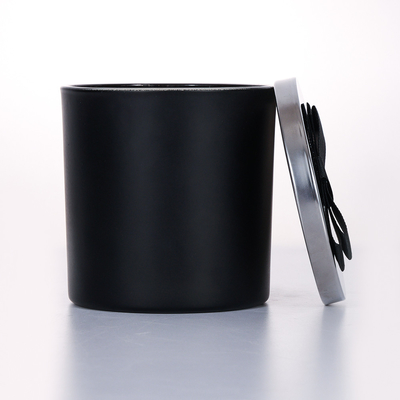 il barattolo di vetro del coperchio del metallo del nero del campione libero 400g ha sentito la candela 10*10cm