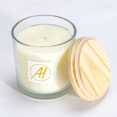 Candela profumata 420g 10*10cm del coperchio del cotone del barattolo di vetro di legno degli stoppini