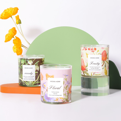 100% 1 stoppino in cotone cera di soia fiore vaso di vetro set di candele profumate matrimonio di lusso