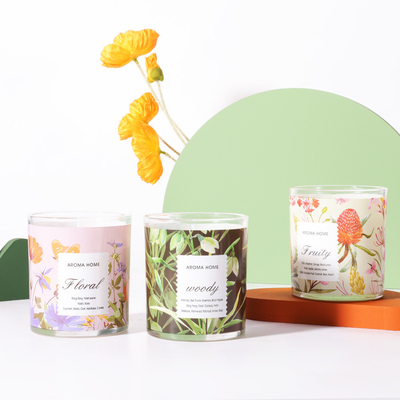 100% 1 stoppino in cotone cera di soia fiore vaso di vetro set di candele profumate matrimonio di lusso