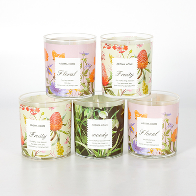 100% 1 stoppino in cotone cera di soia fiore vaso di vetro set di candele profumate matrimonio di lusso