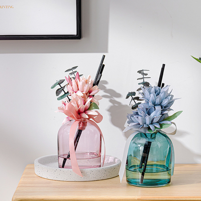 Diffusore a lamella rotondo in bottiglia di vetro per aromaterapia con profumo in bastoncino di fibra di fiori 400 ml