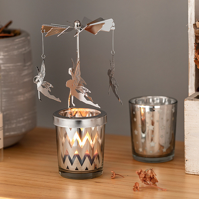 Vaso di vetro Geometria per aromaterapia Merry Go Round Candele di soia profumate Etichetta privata