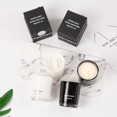 AROMA HOME Private Label Candela in vetro profumato di lusso nero bianco