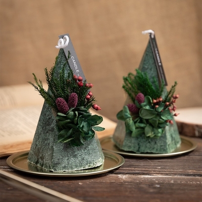 Fiore Piramide Tipo Cono Albero di Natale Candela Pilastro Senza Fumo Bianco Verde Rosso 140g