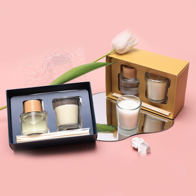 Insieme profumato nero di vetro su ordinazione del regalo del porta-candela di Mini Small Luxury Private Label chiaro