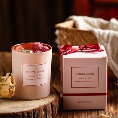Il fiore secco di lusso di aromaterapia romantica di rosa dell'etichetta privata della CASA dell'AROMA ha sentito le candele della cera della soia per la scena di eventi