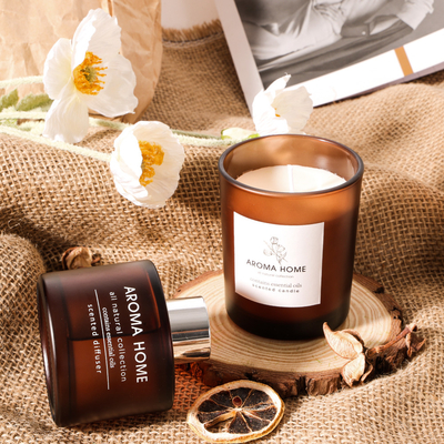 Insieme di lusso di Brown Reed Diffuser Scented Candles Gift del barattolo di vetro di fragranza dell'olio di Caldo-vendita della CASA dell'AROMA