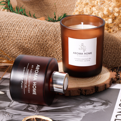 Insieme di lusso di Brown Reed Diffuser Scented Candles Gift del barattolo di vetro di fragranza dell'olio di Caldo-vendita della CASA dell'AROMA