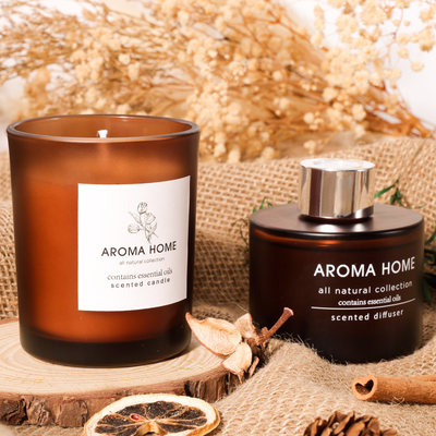 Insieme di lusso di Brown Reed Diffuser Scented Candles Gift del barattolo di vetro di fragranza dell'olio di Caldo-vendita della CASA dell'AROMA