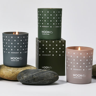 L'aromaterapia che non dà fumo della cera della soia di nozze della CASA dell'AROMA di madre del giorno di fragranza nordica di lusso su ordinazione della luna ha sentito la candela in vetro