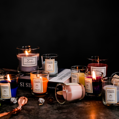 Candele del barattolo dell'etichetta privata della CASA dell'AROMA chiare di aromaterapia dell'Istituto centrale di statistica di fragranza della cera profumata nordica su ordinazione di lusso della soia con il contenitore di regalo