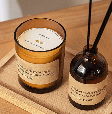 La cera su ordinazione di lusso della soia di aromaterapia dell'etichetta privata della CASA dell'AROMA ha sentito il pallet di legno m. di Reed Diffusers Gift Set With delle candele