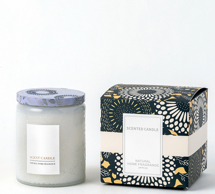 Il barattolo di vetro impresso unico organico della CASA dell'AROMA ha sentito le candele con il contenitore di regalo