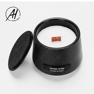 Matte Glass Jar Soy Wax nero ha sentito la casa dell'aroma esamina in controluce l'etichetta privata su ordinazione