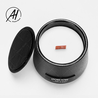 Matte Glass Jar Soy Wax nero ha sentito la casa dell'aroma esamina in controluce l'etichetta privata su ordinazione