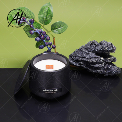 Matte Glass Jar Soy Wax nero ha sentito la casa dell'aroma esamina in controluce l'etichetta privata su ordinazione