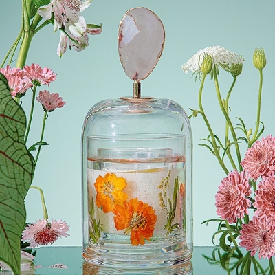 Candela immortale del profumo di Crystal Cup Healing Soy Wax del fiore di aromaterapia con la copertura