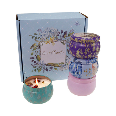 L'etichetta privata su misura ha sentito l'insieme asciutto del regalo di Crystal Soy Wax Tin Candle del fiore