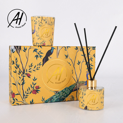 Il barattolo di vetro Fireless di stile nordico dell'etichetta ha sentito le candele Reed Diffuser Set With Box