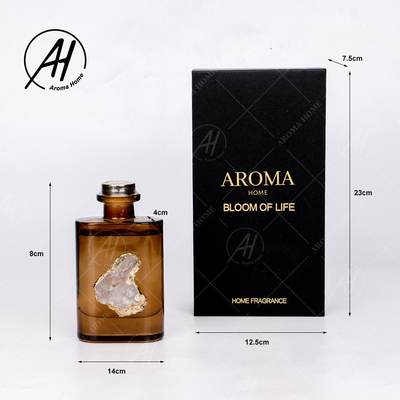 Aroma dorato Reed Diffuser 180ML dell'olio essenziale della bottiglia di vetro del coperchio del quadrato del rattan della fibra