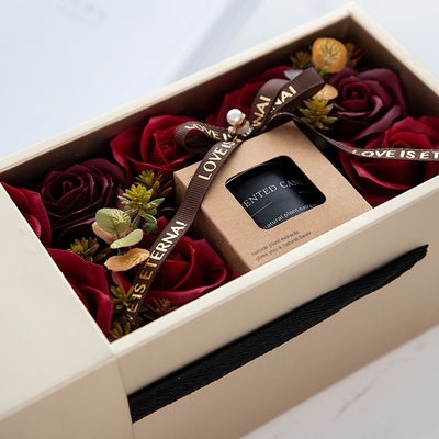Insieme profumato personale di lusso del regalo della candela del barattolo di Brown del fiore della pianta della cera di vetro della soia