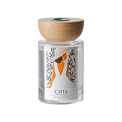 Bottiglia Reed Diffuser With Wooden Lid di vetro del profumo di fragranza dell'olio essenziale di aromaterapia