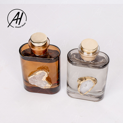 Amber Grey Glass Bottle Crystal Fragrance Reed Diffuser che non dà fumo 180ML per la casa