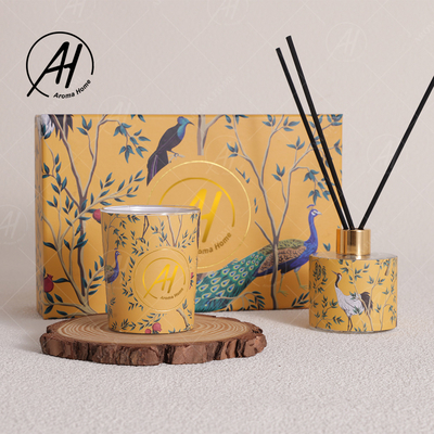 Candele profumate di lusso Reed Diffuser Set With Box del barattolo di vetro Fireless nordico di stile