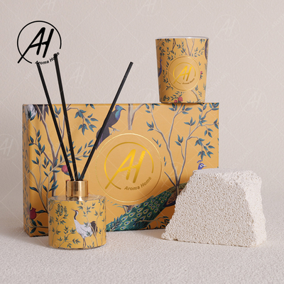 Candele profumate di lusso Reed Diffuser Set With Box del barattolo di vetro Fireless nordico di stile