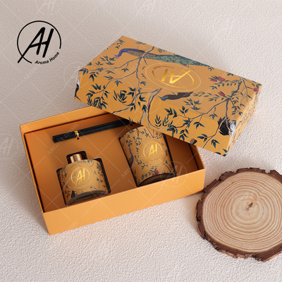 Candele profumate di lusso Reed Diffuser Set With Box del barattolo di vetro Fireless nordico di stile