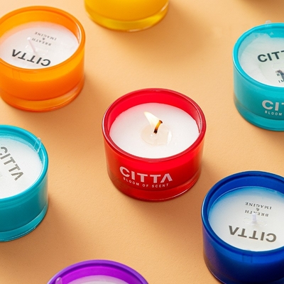 Candela profumata di vetro di decorazione variopinta di lusso 7pcs del contenitore di regalo della cera D Opamine della soia