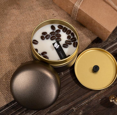 La cera della soia dell'OEM ha glassato i chicchi di caffè Tin Can Candle 10cl per il Natale