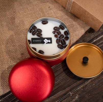 La cera della soia dell'OEM ha glassato i chicchi di caffè Tin Can Candle 10cl per il Natale
