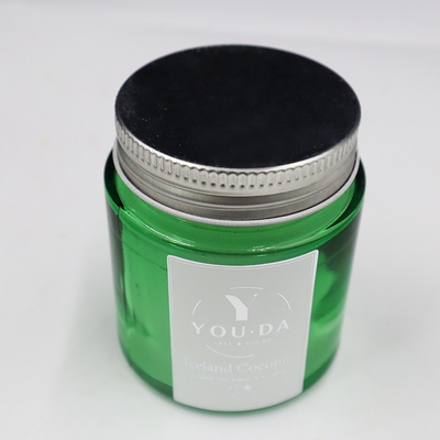 La cera della soia ha sentito Mason Jar Candles Coconut Oil casalingo in vetro verde