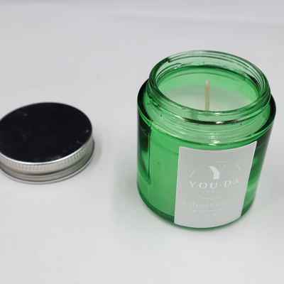 La cera della soia ha sentito Mason Jar Candles Coconut Oil casalingo in vetro verde