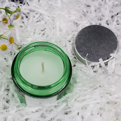 La cera della soia ha sentito Mason Jar Candles Coconut Oil casalingo in vetro verde